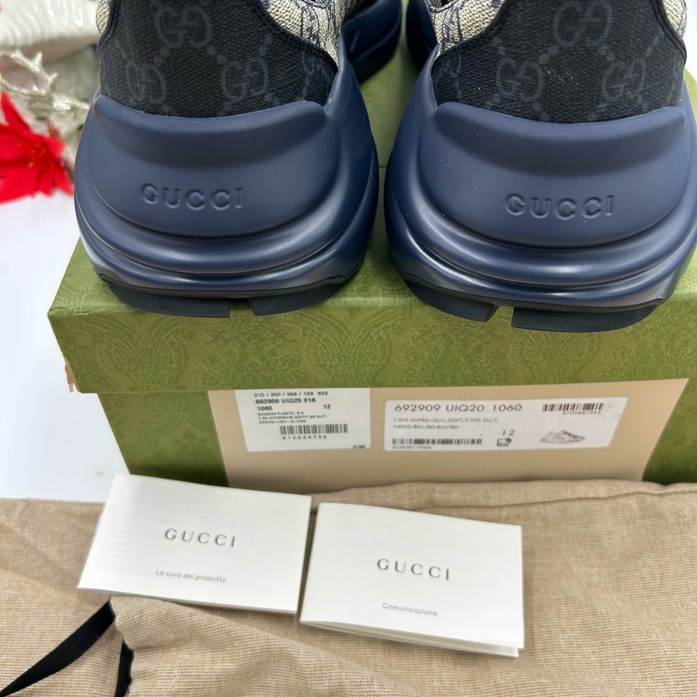 Men's Gucci GG supreme Rython sneakers size 12 made in Italy NWT - Picture 9 of 11